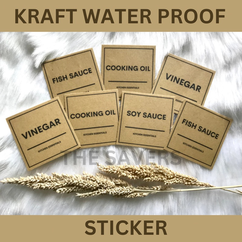 KRAFT Minimalist Pantry/Bath Labels High quality waterproof matte