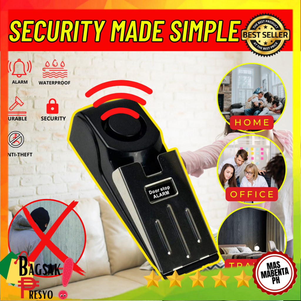 AntiTheft Door Stopper Alarm Security System Sensor Stop Blocking