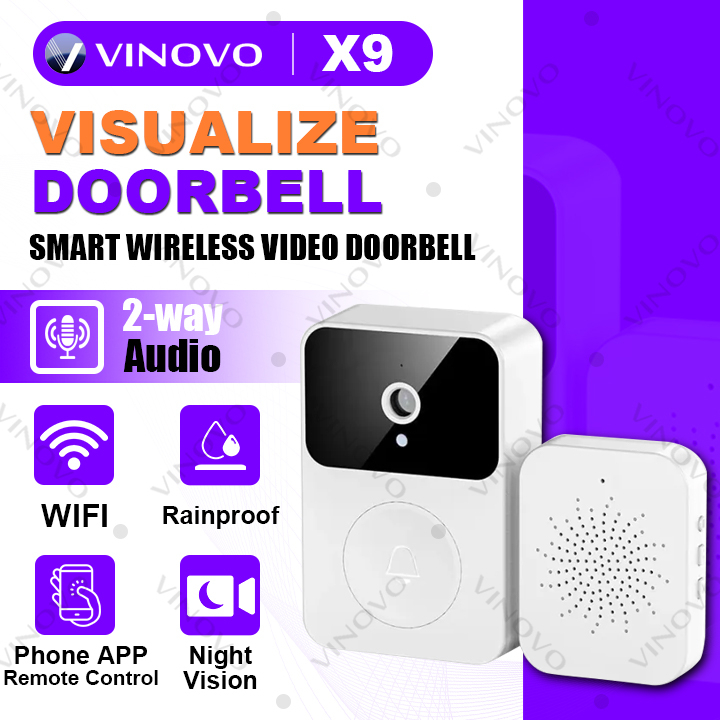 VINOVO Doorbell Wireless with Camera Voice Smart Wifi 1080P HD Night