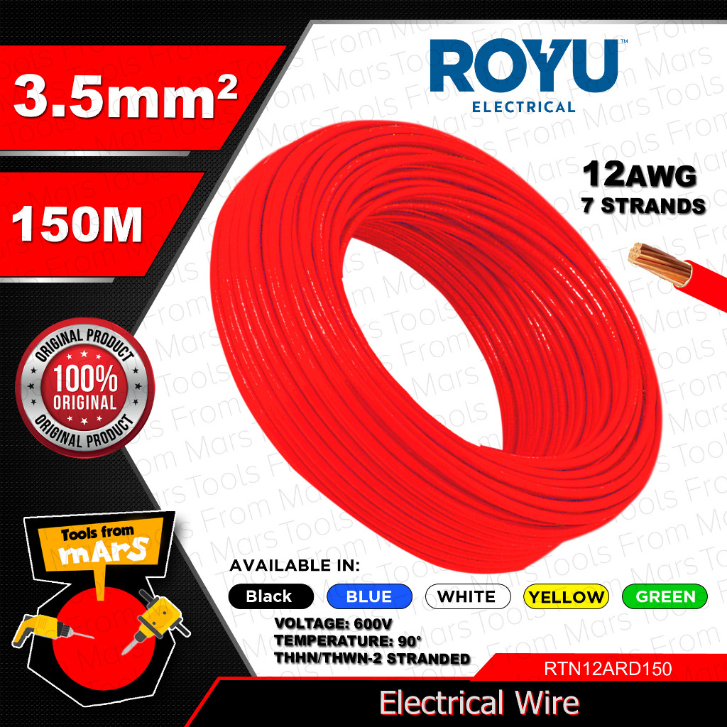 ROYU THHN / THWN-2 Stranded Wire Gauge #12 AWG 3.5mm 150Meters Copper ...