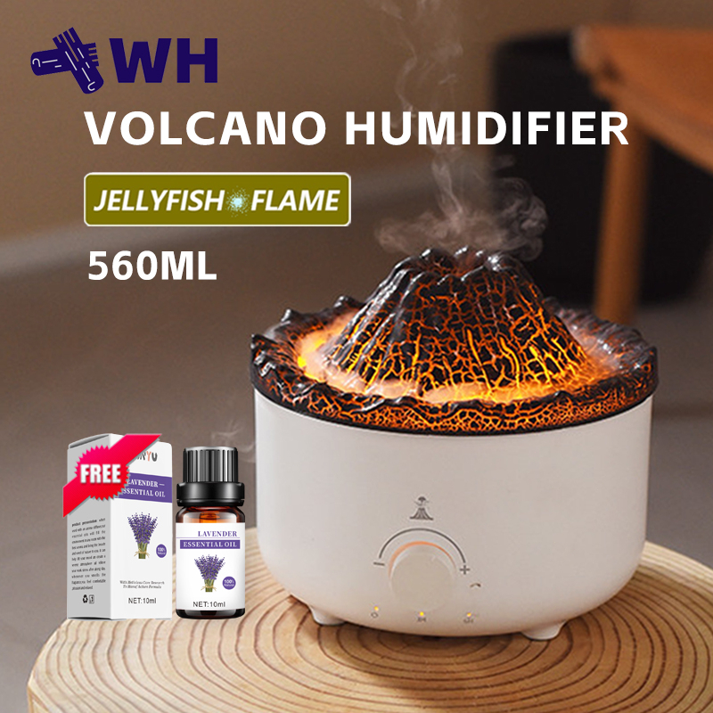 560ml Volcano humidifier with essential oil air purifier diffuser