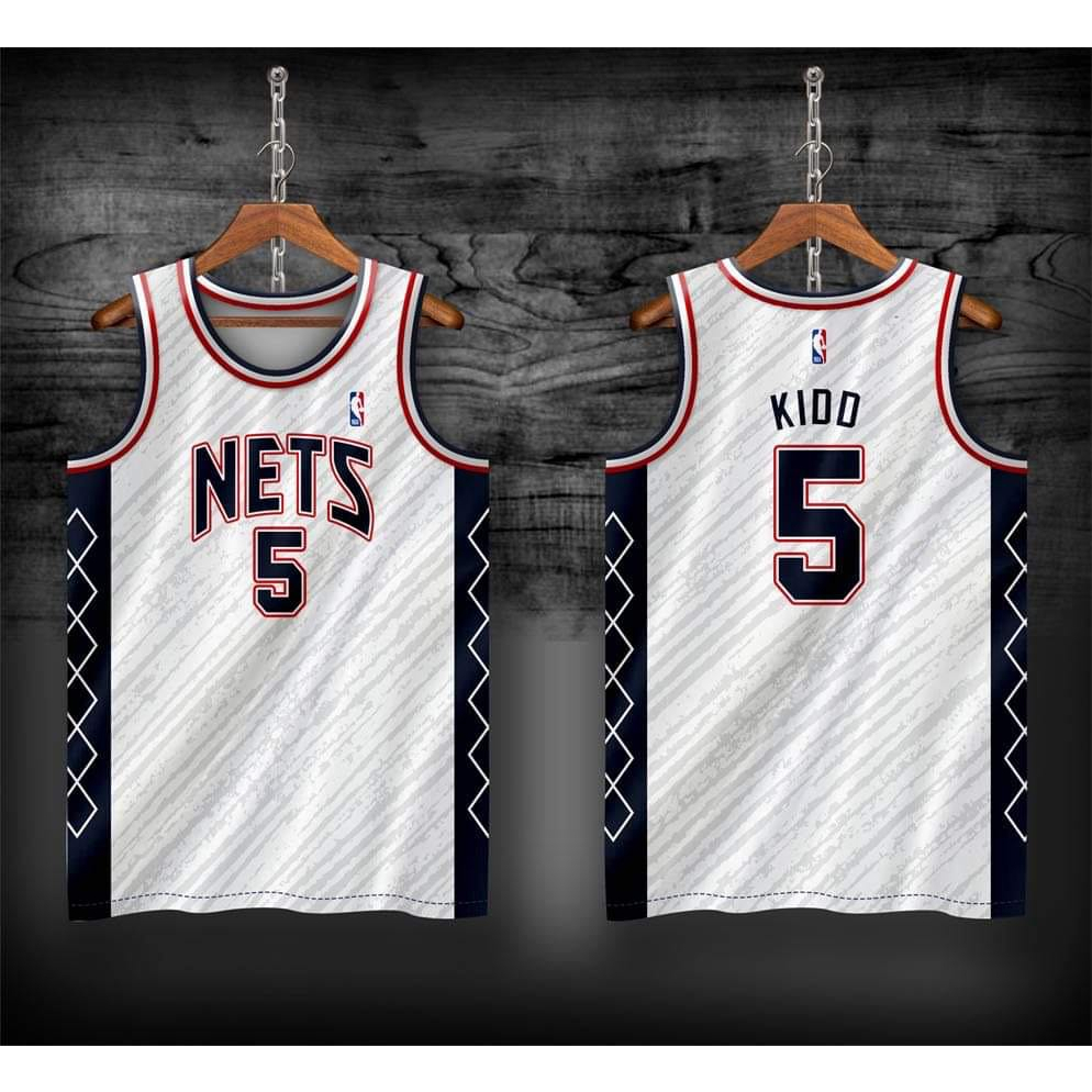 BROOKLYN NETS JASON KIDD 5 WHITE & BLUE JERSEY FULL SUBLIMATION