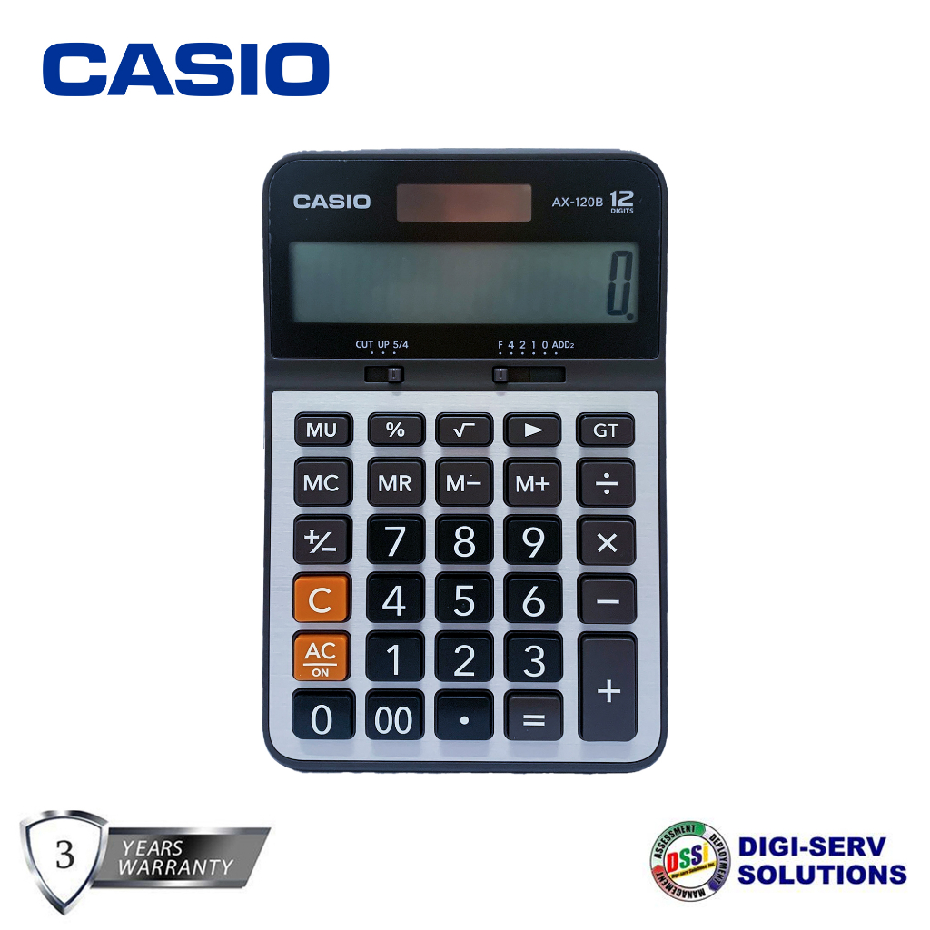 Casio AX-120B Calculator, 12 digits, Extra Large display, 3-digit comma ...