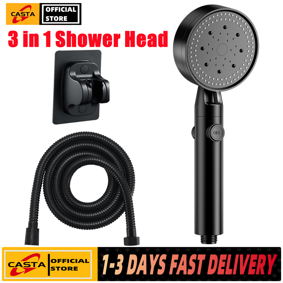 3in1 High Pressure Shower Head 5 Modes Adjustable Showerheads with Hose ...