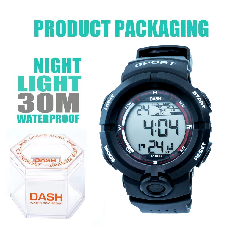 Original DASH Water Proof Men's Digital Light Sports Watch Free Gift Box1633 Shopee Philippines