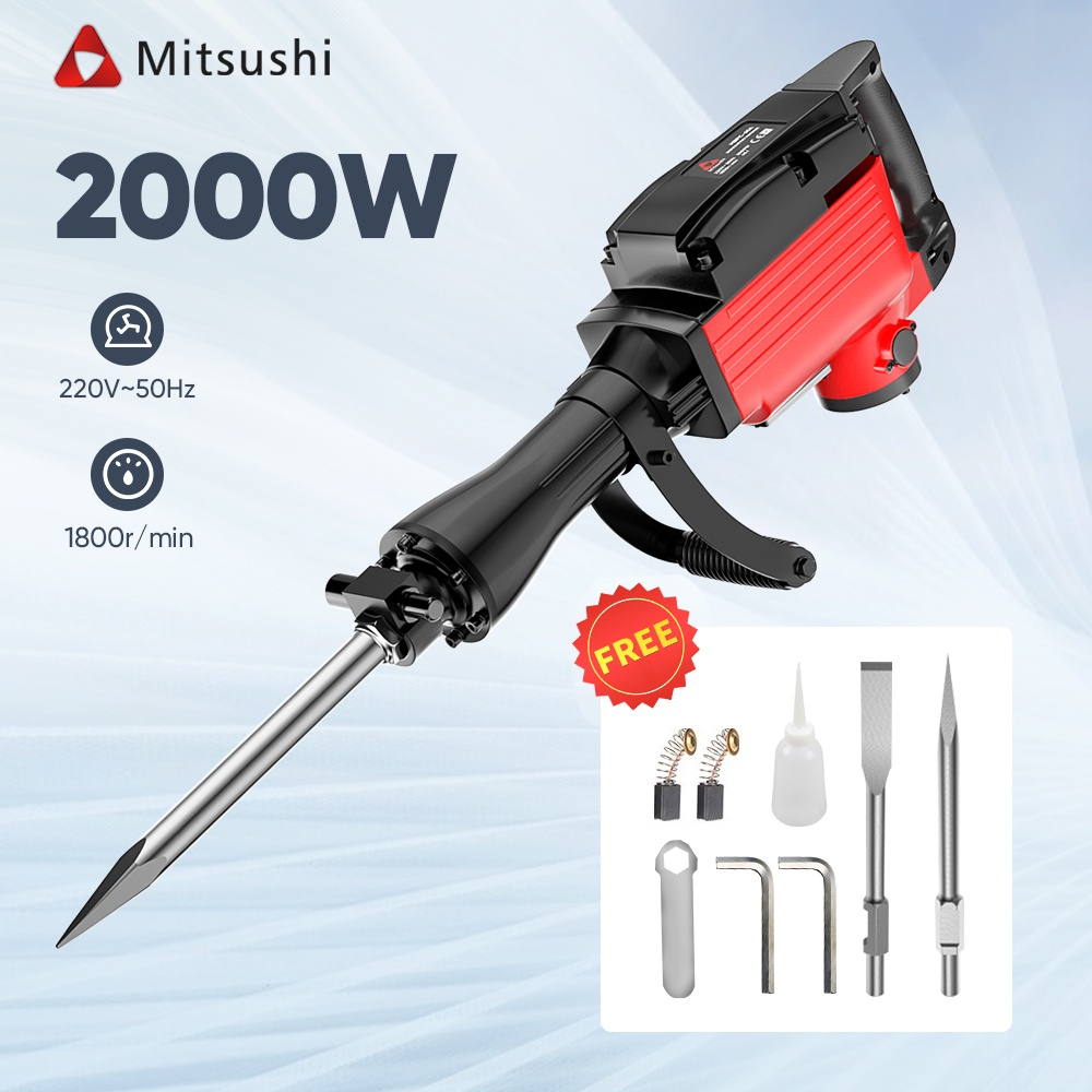 Mitsushi 2000W 220V Demolition Hammer Industrial HEX Demolition Breaker