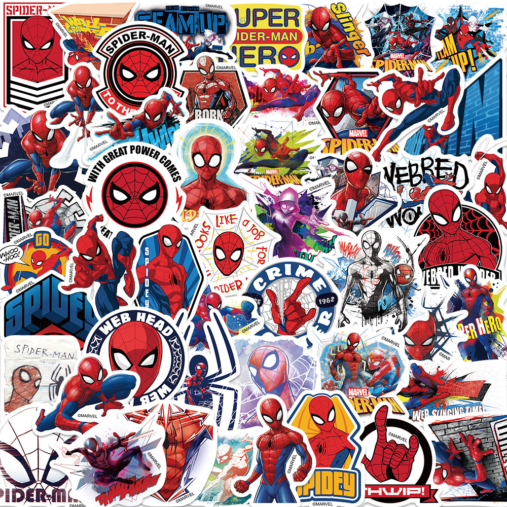 50PCS Marvel Spiderman Waterproof Sticker Skateboarding Snowboard Retro ...