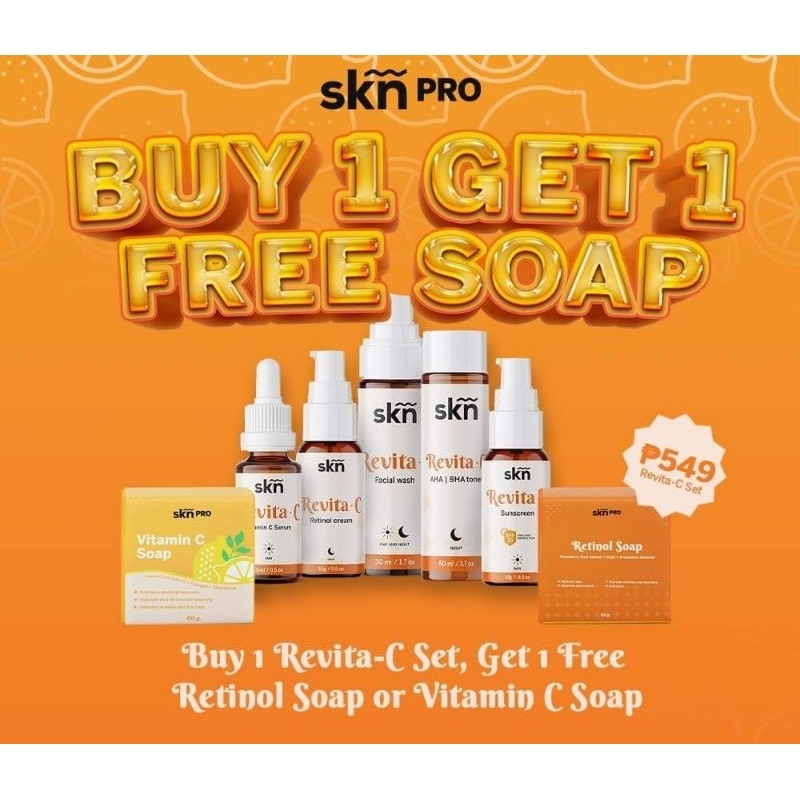 Buy 1 set FREE 1 soap SKN Revita C Retinol Set (AHA + BHA + Retinol