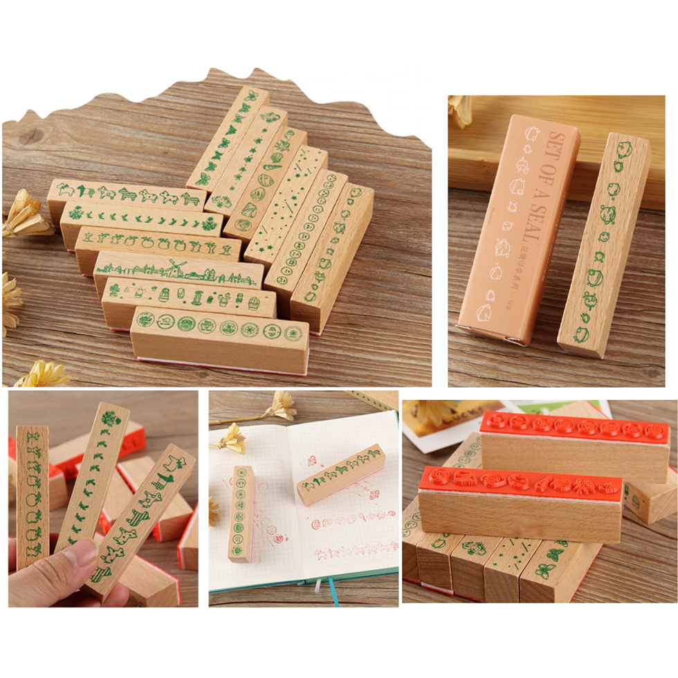 Long Wooden Stamp with Vintage Patterns EZNG | Shopee Philippines