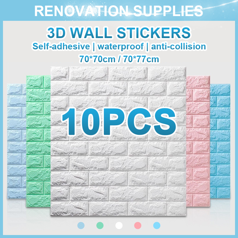 10pcs BIG SALE 70x70CM 3D wallpaper foam self-adhesive brick waterproof ...