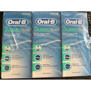 Oral-B Super Floss Mint Dental Floss for Braces Bridges - 50 Strips ( Packs  3 )