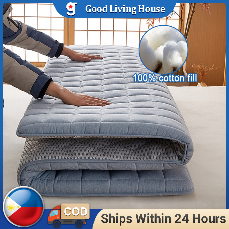 [New] Cotton Mattress Thick Tatami Mattress Topper Queen Size Foldable ...