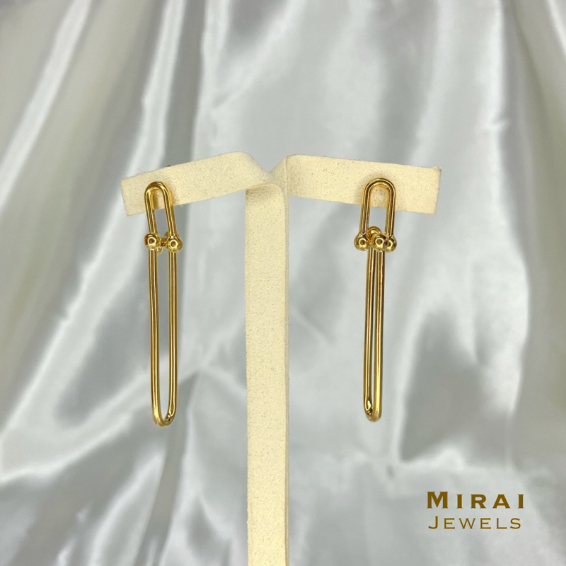 Tiffany Hardware Inspired Earrings 18k Saudi Gold Pawnable (3.7g