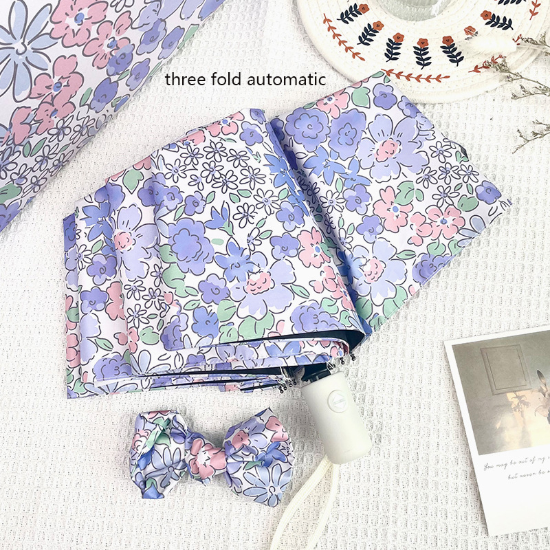 Cute Coffee Pattern Print Automatic Foldable Umbrella
