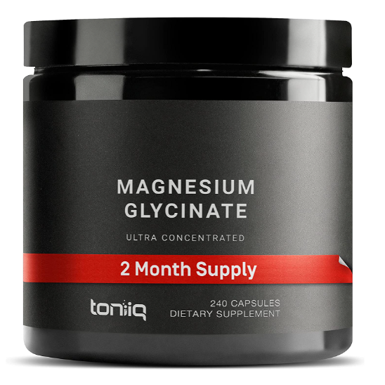 Toniiq 3,000 mg Magnesium Glycinate Supplement Capsule Highly Purified Elemental Magnesium 240ct