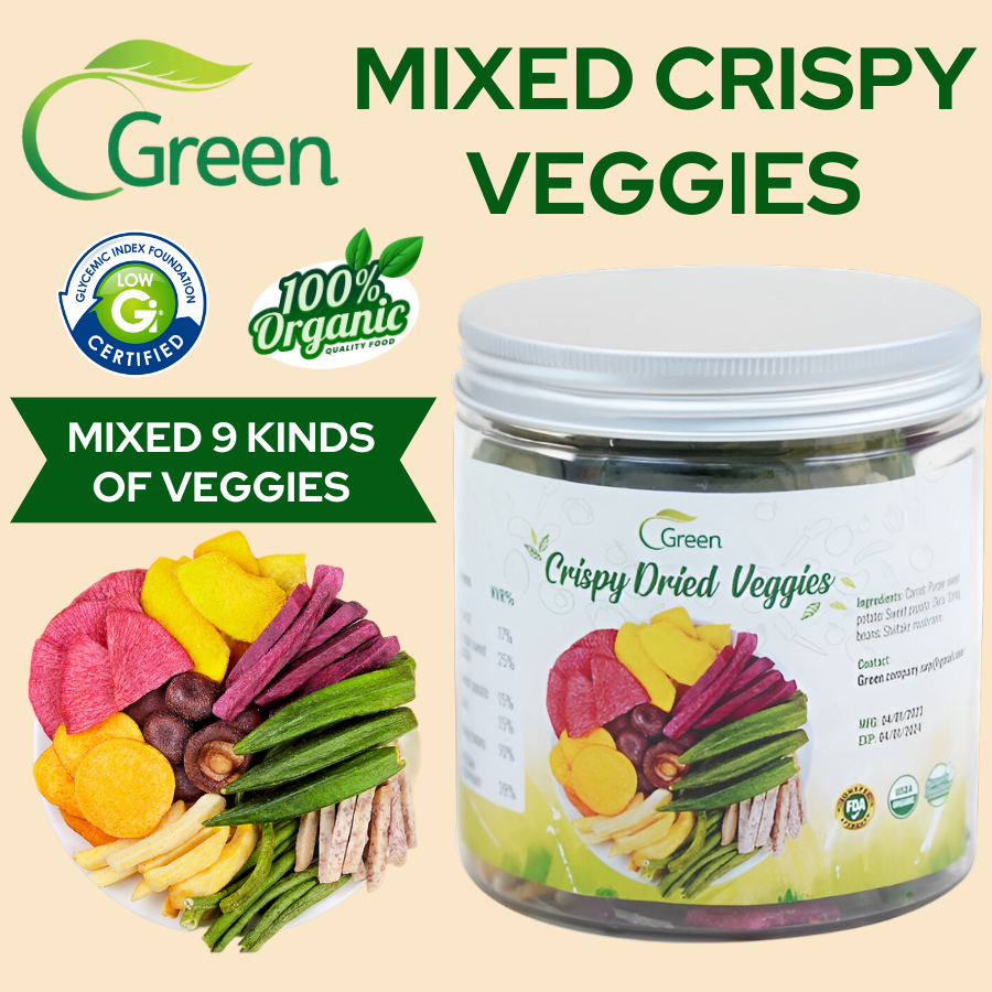 Green Dried Vegetable Snack Dried Veggie Chips Crispy Vegetable Chips