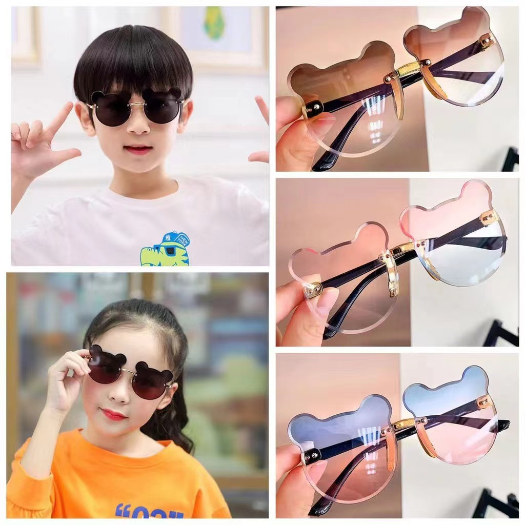 Children's sunglasses UV protection boys and girls super cute baby glasses  bear ears shape photo