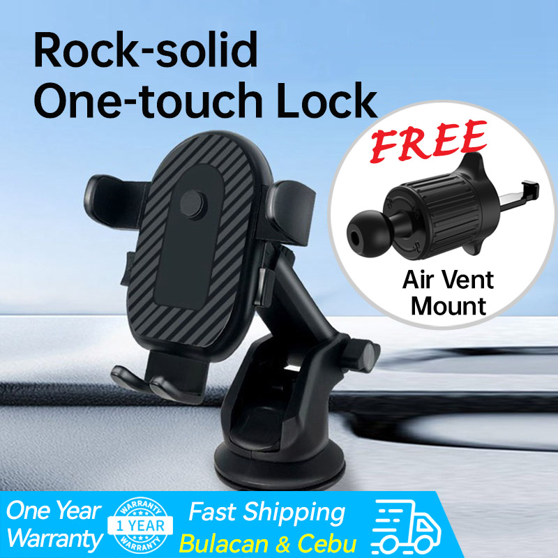 Hyselec All Purpose One Touch Lock Car Mount For Console Windshield Aircon Vent Airvent Phone