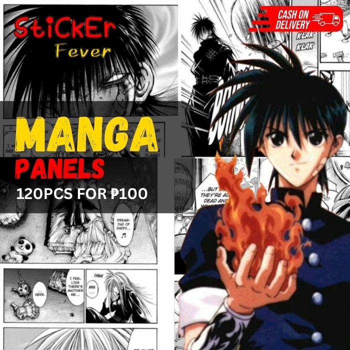 Anime Manga Panels Wall Decoration Manga Sticker size A6 4x6 inch FLAME ...