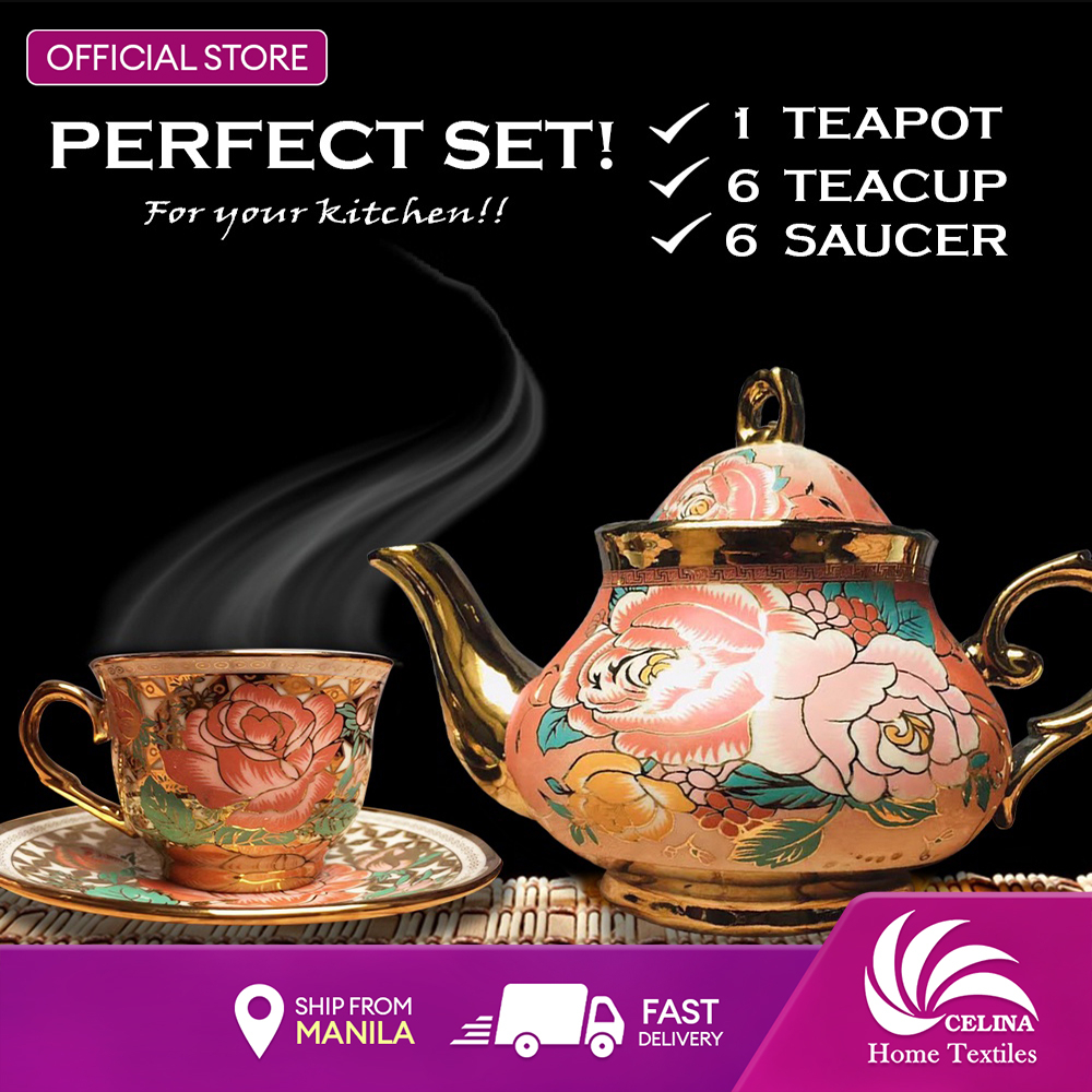 Celina European Fantasy Teacup and Teapot Set Ceramic Tea Porcelain Teapot Retro Style Cups