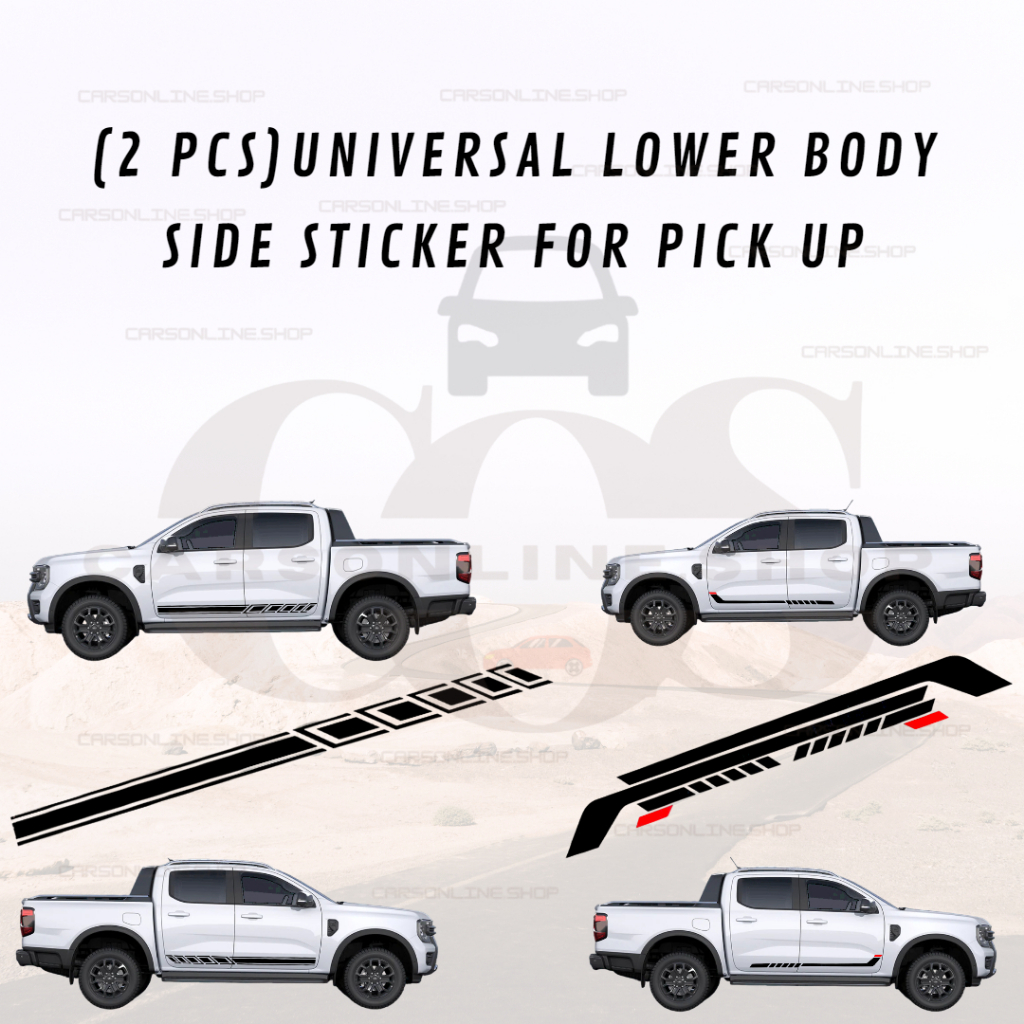 COS 2Pcs Universal Lower Body Side Sticker Pick-Up Car Vinyl Decal Auto ...