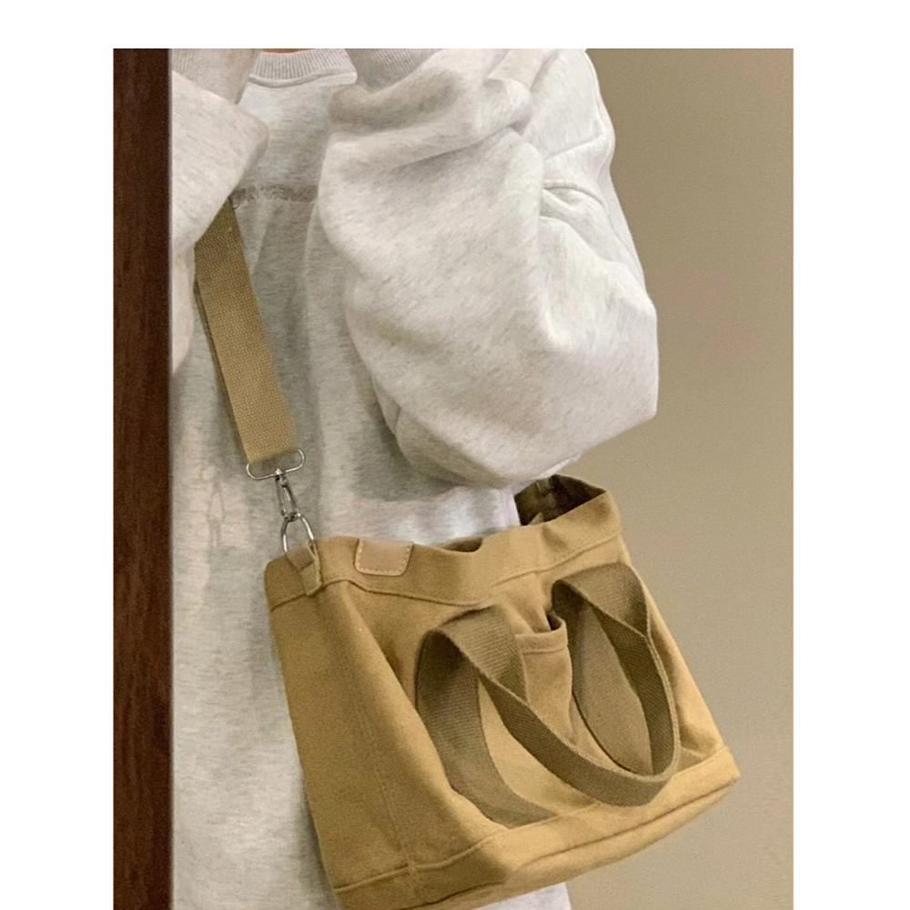 Compartment Canvas Portable Lunch Bag Retro Student Commuter Ladies