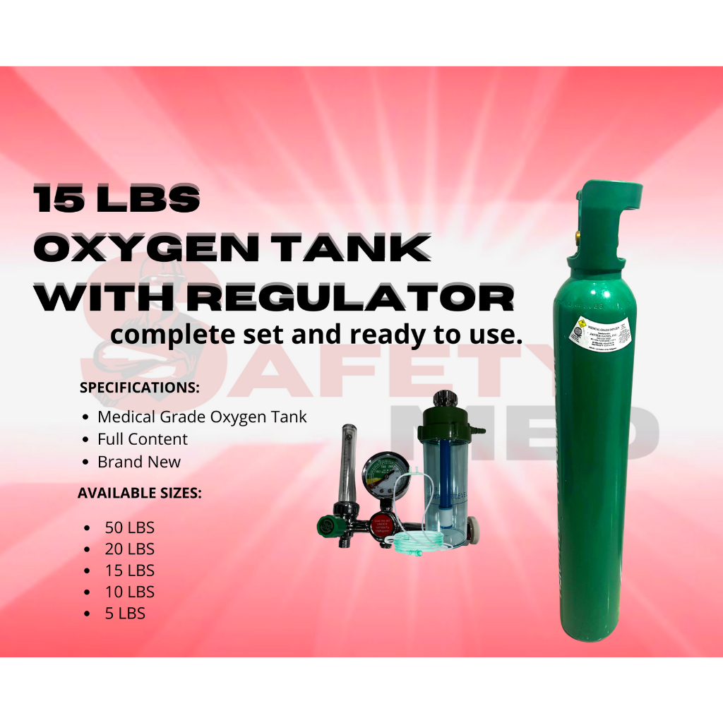 OXYGEN TANK 15LBS COMPLETE SET WITH REGULATOR, HUMIDIFIER AND NASAL ...