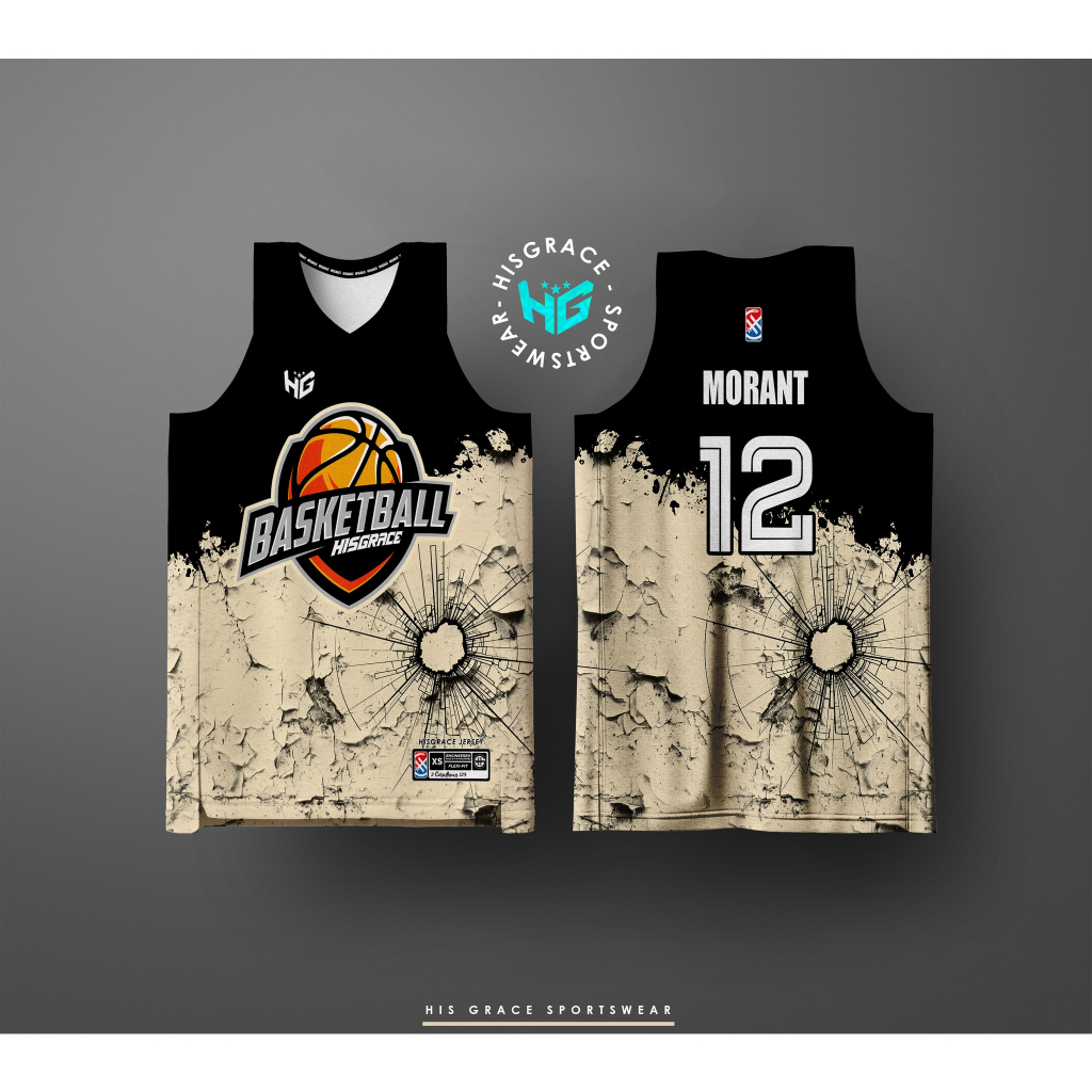 134 HG BLACK BROWN BASKETBALL CONCEPT JERSEY FULL SUBLIMATION Shopee