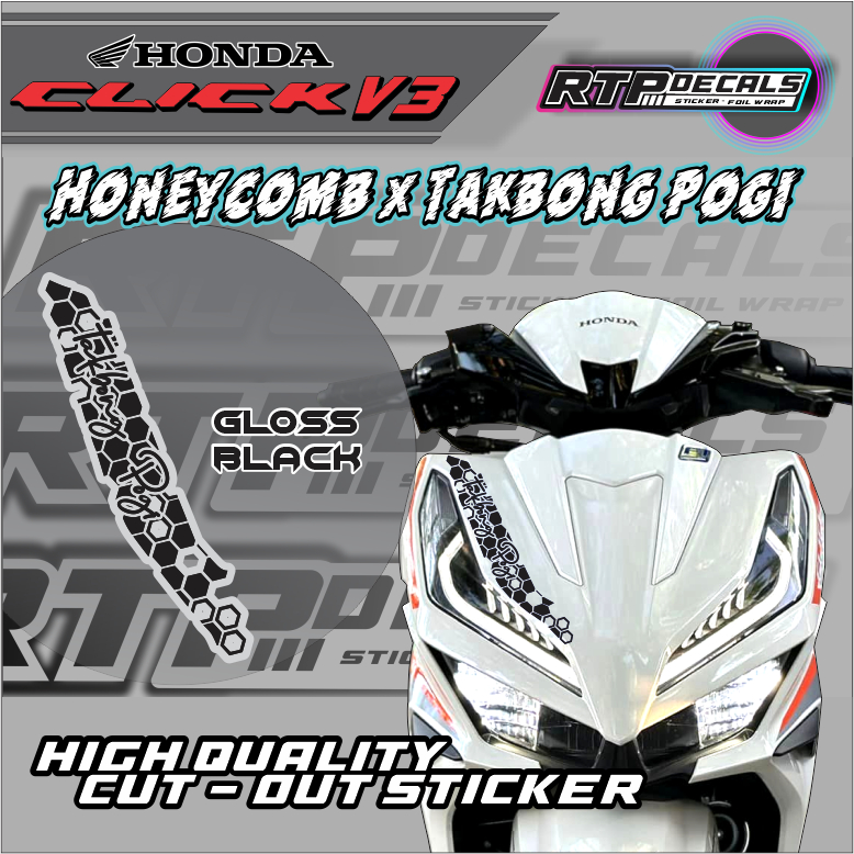 Honda Click V3 Honeycomb X Takbong Pogi Front Decals Sticker Pph Shopee Philippines