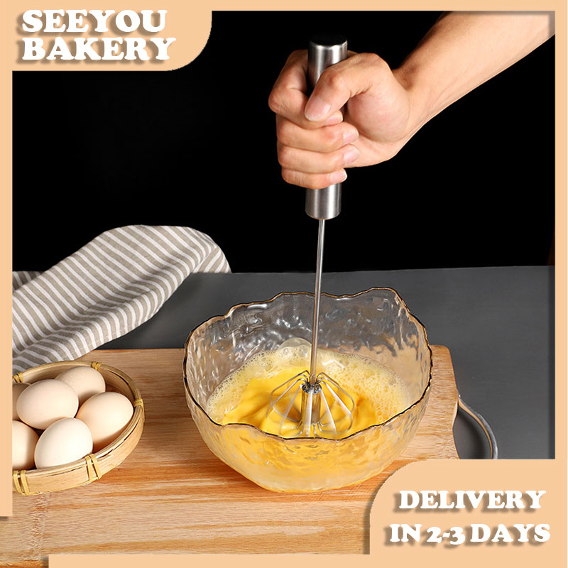 Stainless Steel Semi-automatic Egg Beater for Whisking Beating Stirring ...