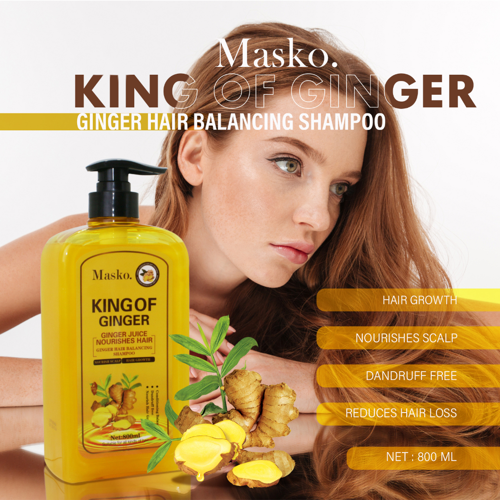 Ginger Hair Shampoo 800ml Fast Regrowth Hair Thick Anti Hair Loss Anti Dandruff Anti Itching 6573