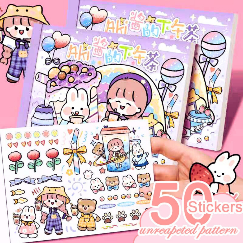 From PH 50PCS Cartoon Combination Handbook Sticker Book Set Girl ...