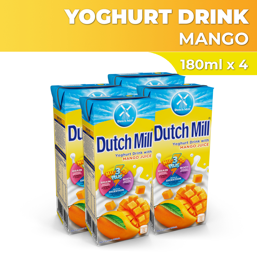 Dutch Mill Yoghurt Drink Mango Fruits Juice 180ml x 4 | Shopee Philippines