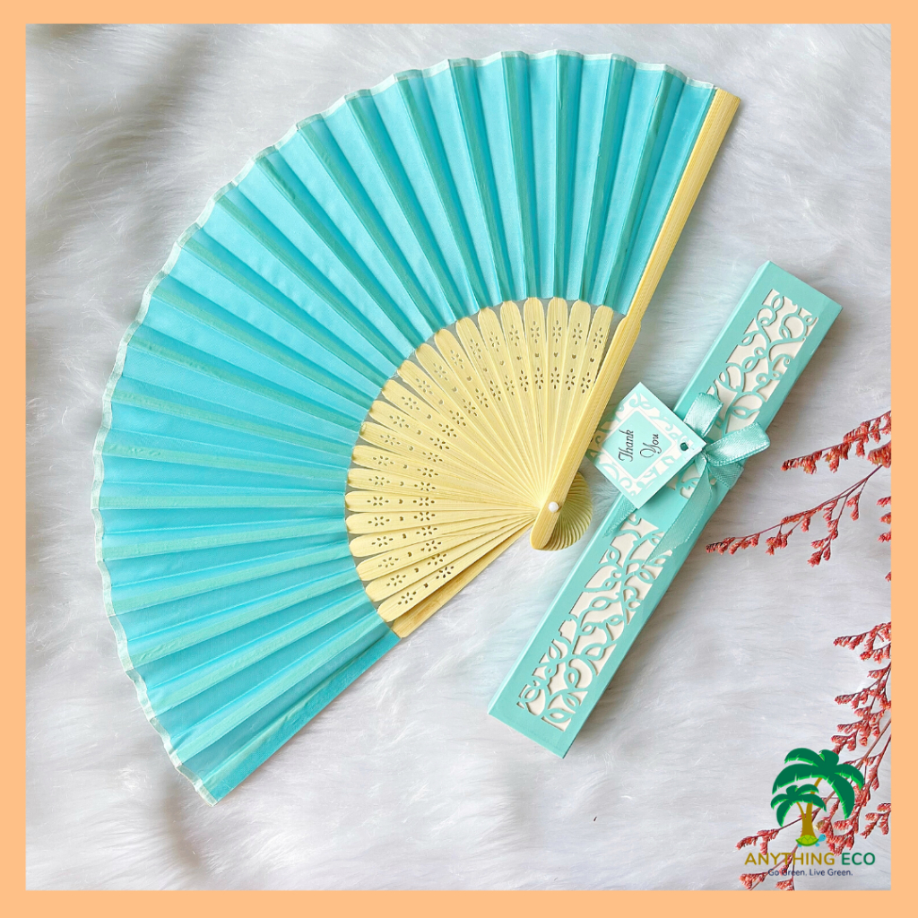 (FREE BOX) Personalized Custom Silk Fans / Folding Hand Fan / Wedding