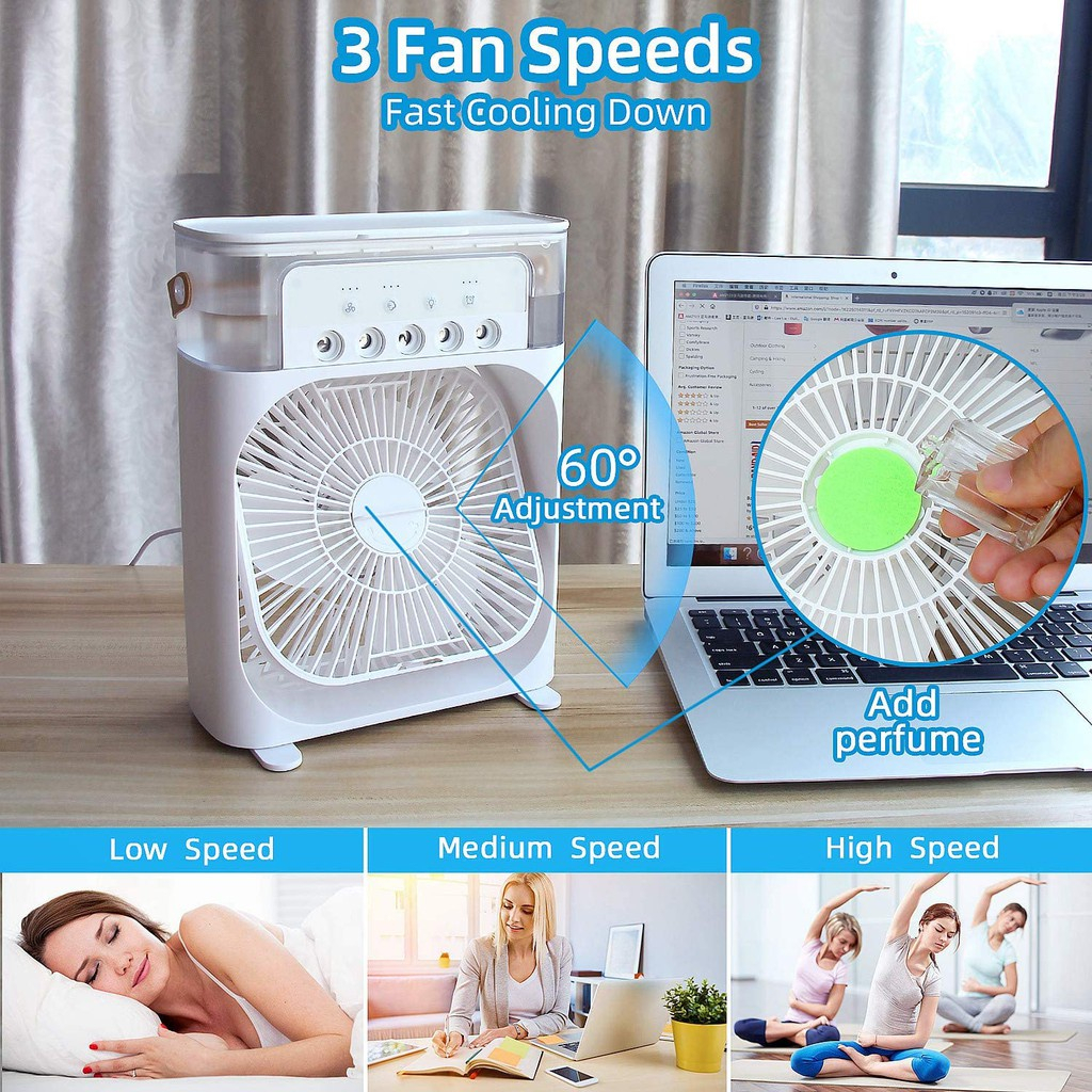 Desktop Humidifier Cooler Spray Mist Fan Usb Air Cooling Fan with 7 ...
