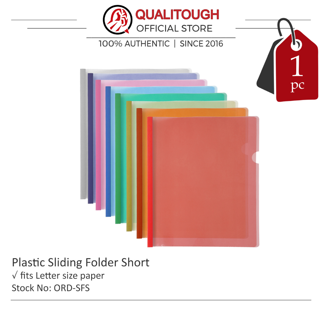 Plastic sliding folder short (blue, green, orange, pink, red) | Shopee ...