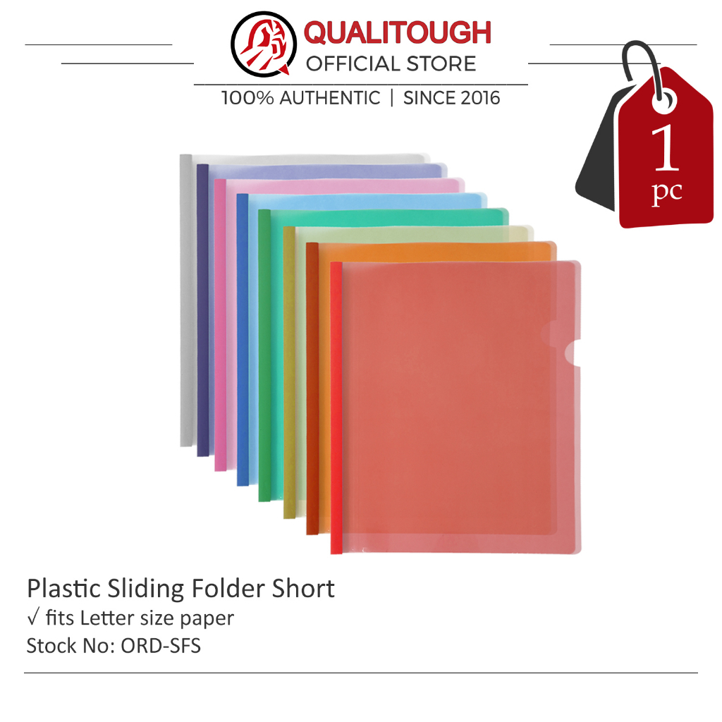 Plastic sliding folder short (blue, green, orange, pink, red) Shopee