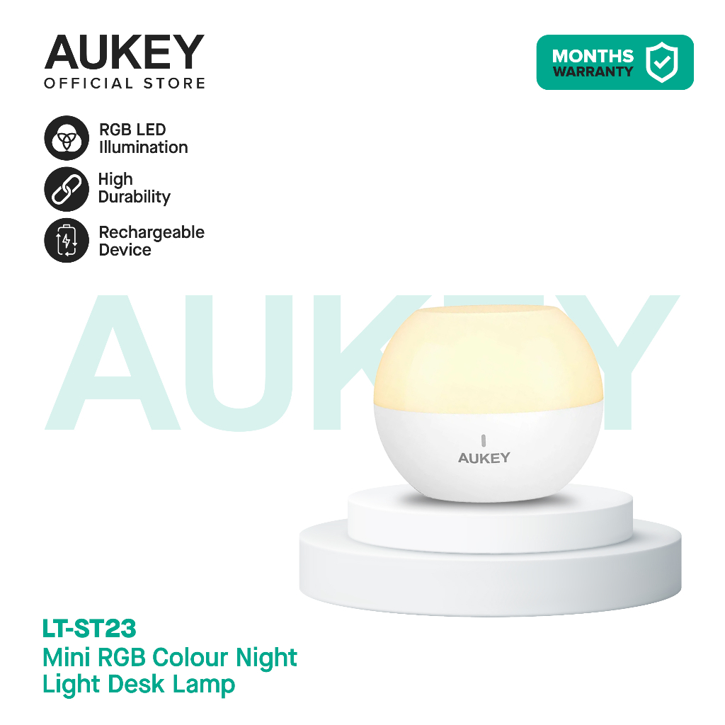 AUKEY LT ST23 Mini RGB Colour Night Light Desk Lamp Shopee