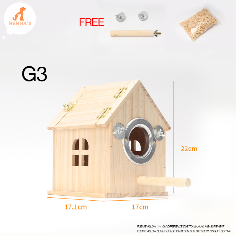 Renna's Bird Wooden Cage For Bird Cage Parrot Circular Cage Anti Splash ...