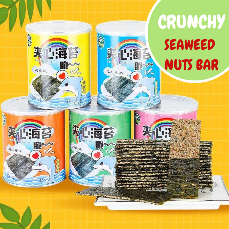MIXI Crunchy Seaweed Nuts Bar Mix 5 Nuts Granola Seaweed Snacks Seeds