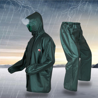 Heavy duty raincoat outlet with hood