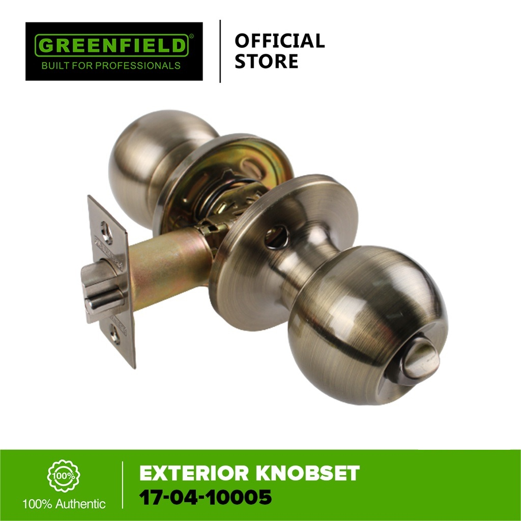 Greenfield Exterior Entrance Knobset Antique Brass Finish (US5) - Door ...