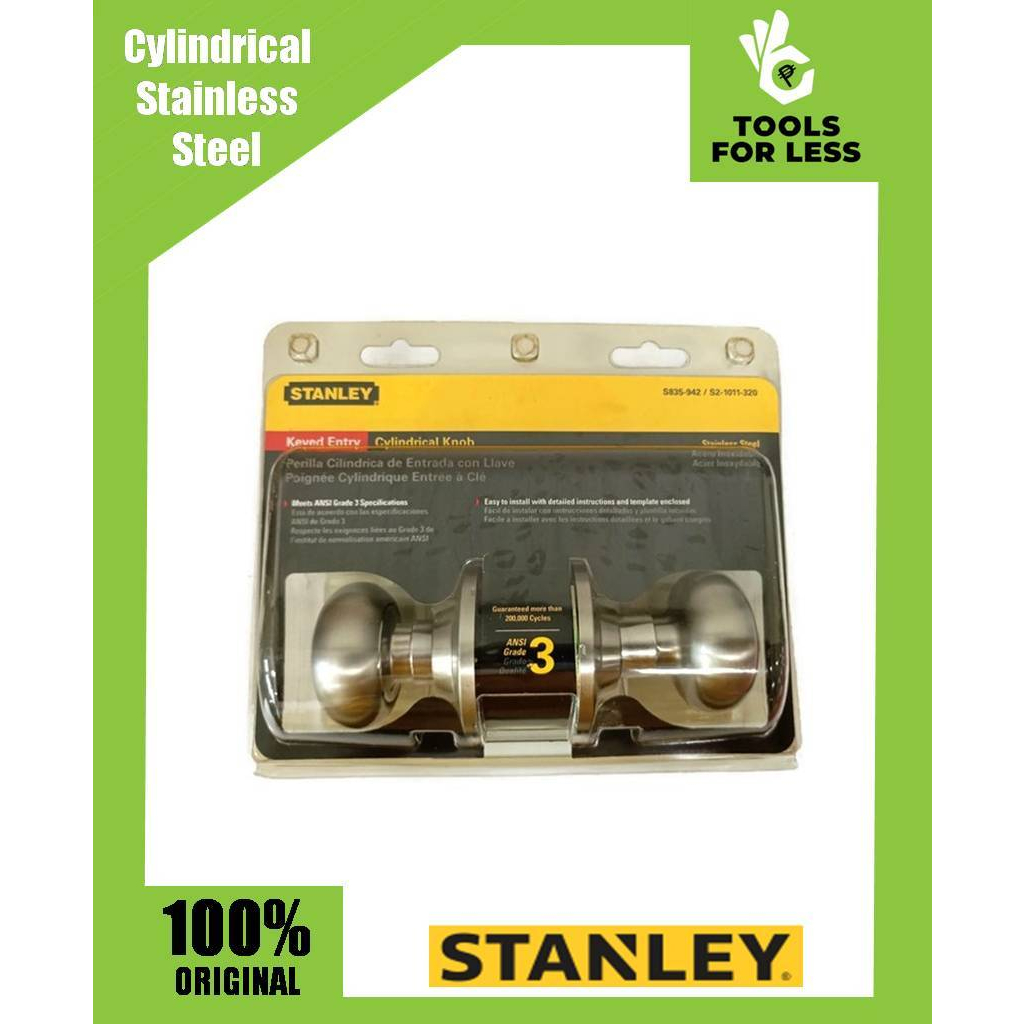 Stanley Stainless Steel Keyed Entry Cylindrical Door Knob S835942/S2