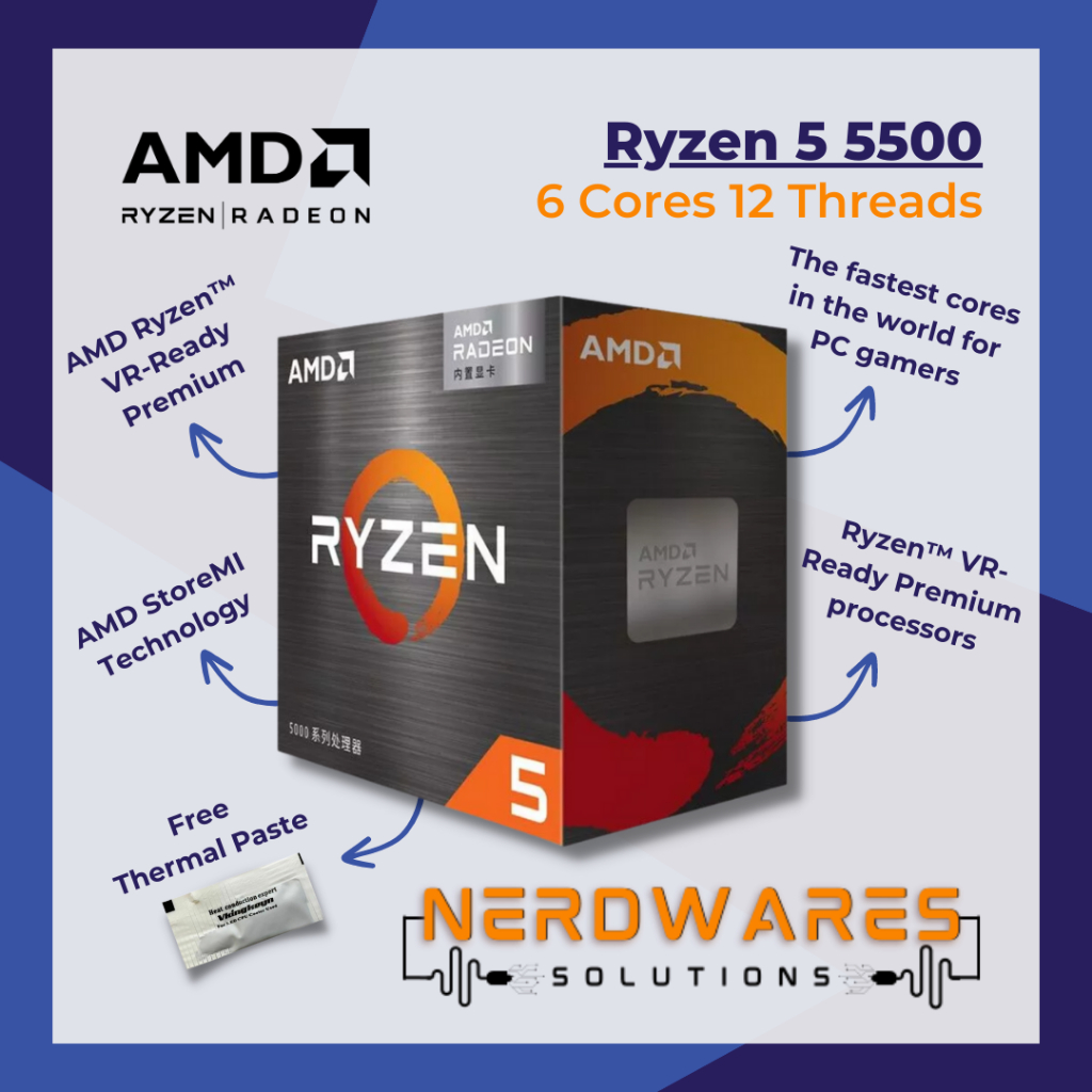 AMD Ryzen 5 5500 6 Cores 12 Threads AM4 CPU Socket Gaming Desktop ...