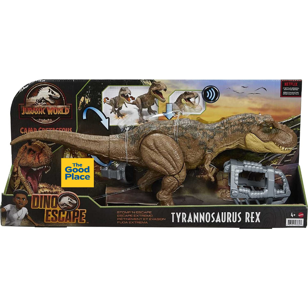 MATTEL Jurassic World Camp Cretaceous Stomp 'N Escape Tyrannosaurus Rex ...