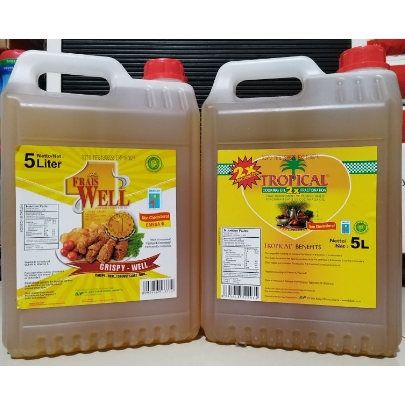 Vegetable Cooking Oil 5L in 2 Variant Frais Well/Tropical Shopee