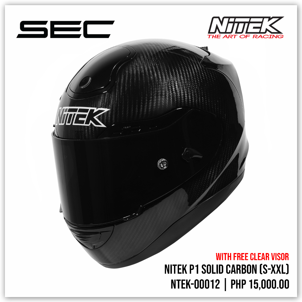 Sec Nitek P1 Solid Carbon FullFace helmet (SXXL) Shopee Philippines