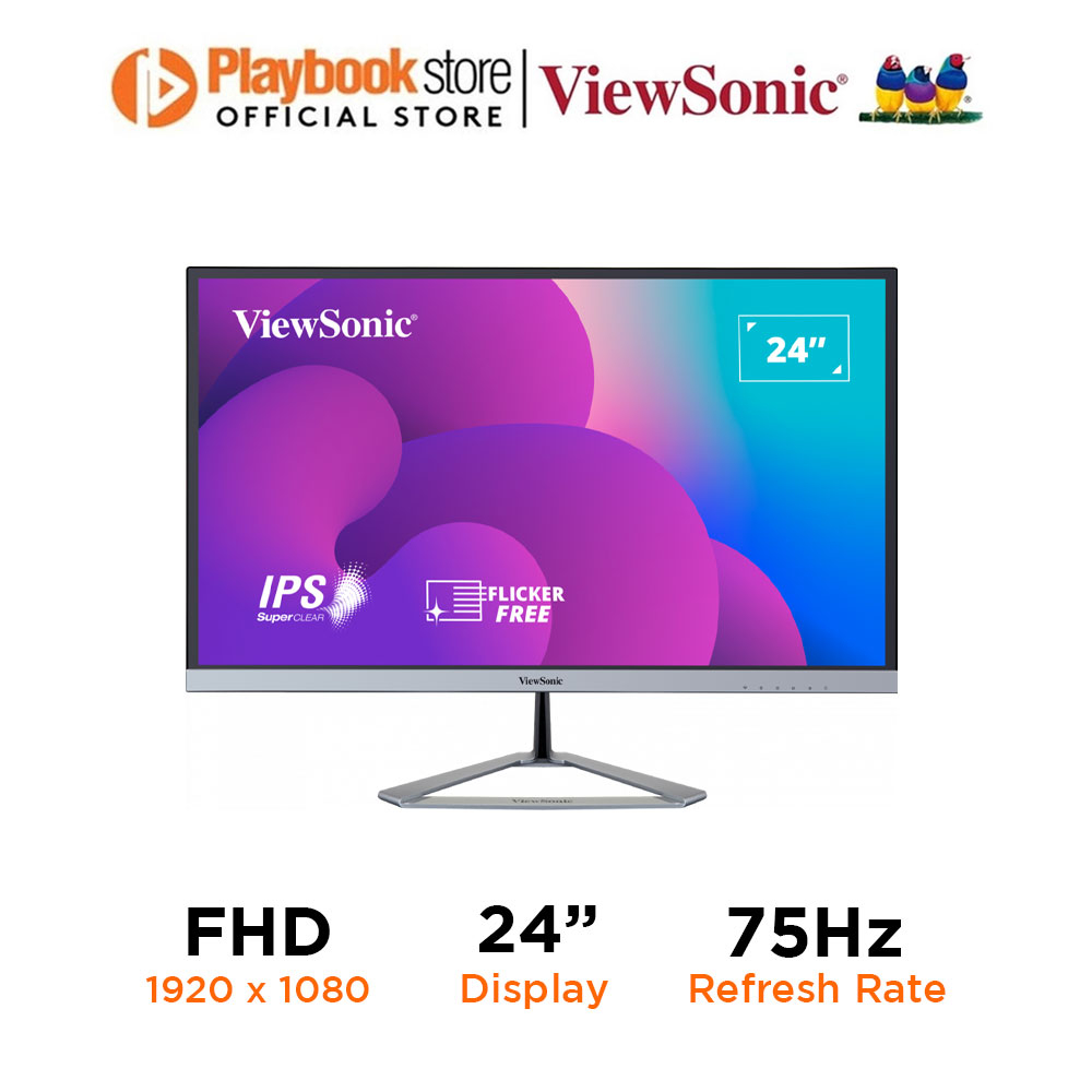 ViewSonic 24" VX2476SMHD FHD 75Hz 4ms IPS Technology FlickerFree