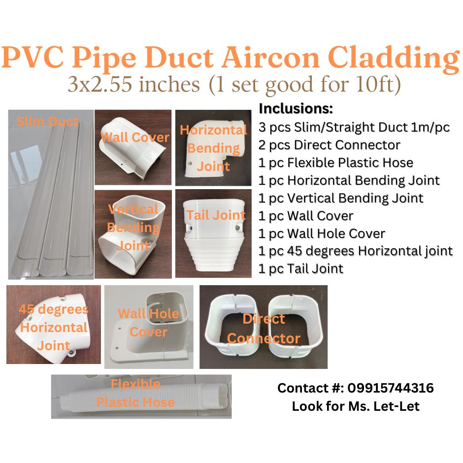 PVC Pipe Duct Aircon Cladding for Airconditiong Units (1 set) 11.5HP