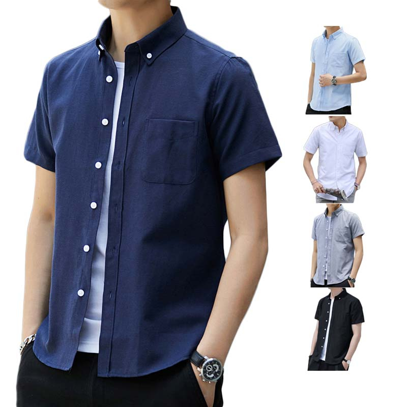 Plain Slim fit Oxford Cotton Formalwear Short sleeve Shirt Classic ...